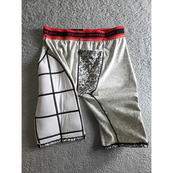 Mizuno Shorts Mens L Gray Digital Camo Baseball Padded Sliding Compression - Picture 7 of 8
